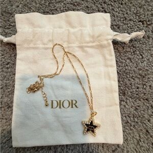 Christian Dior Zipper Pull Star Pendant Necklaces/ branded Dior pouch